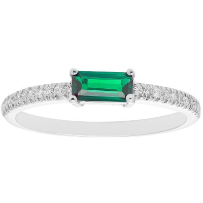 Lab Emerald and 0.10 CT. T.W. Diamond Ring in 14K Gold - Sam's Club