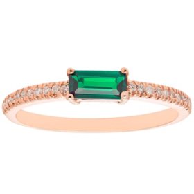Lab Emerald and 0.10 CT. T.W. Diamond Ring in 14K Gold
