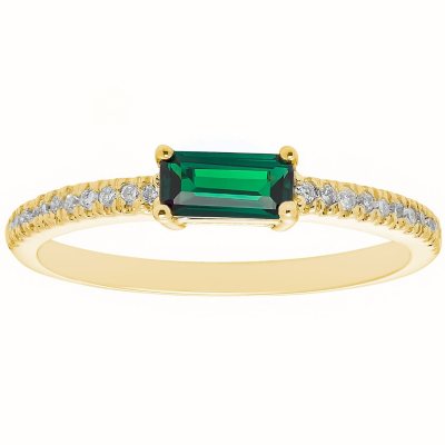 Lab Emerald and 0.10 CT. T.W. Diamond Ring in 14K Gold - Sam's Club