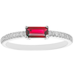 Lab Ruby and 0.10 CT. T.W. Diamonds in 14K Gold