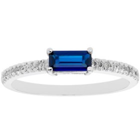 Lab Blue Sapphire and 0.10 CT. T.W. Diamond Ring in 14K Gold