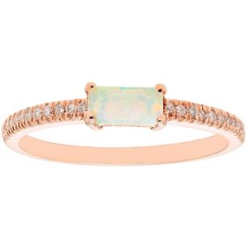 Lab Opal and 0.10 CT. T.W. Diamond Ring in 14K Gold