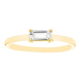 Lab White Sapphire Baguette Ring in 14K Gold