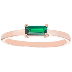 Lab Emerald Baguette Ring in 14K Gold