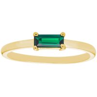 Lab Emerald Baguette Ring in 14K Gold