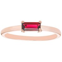 Lab Ruby Baguette Ring in 14K Gold