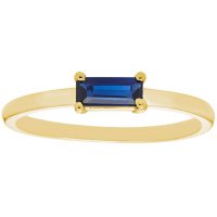 Lab Blue Sapphire Baguette Ring in 14K Gold