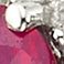 Ruby, variant on Round Cut 3 Stone Gemstone and 0.19 CT. T.W. Halo Diamond Ring in 14K Gold