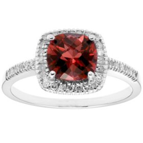 Garnet and 0.18 CT. T.W. Diamond Ring in 14K Gold