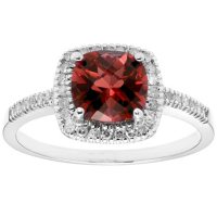 Garnet and 0.18 CT. T.W. Diamond Ring in 14K Gold