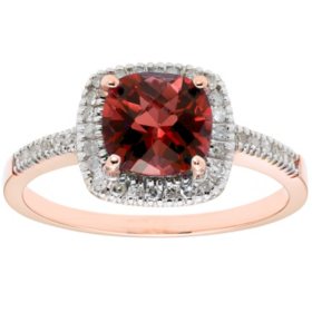 Garnet and 0.18 CT. T.W. Diamond Ring in 14K Gold
