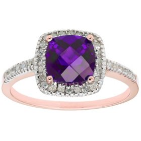 Amethyst and 0.18 CT. T.W. Diamond Ring in 14K Gold