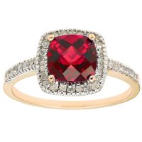 Lab Ruby and 0.18 CT. T.W. Diamonds in 14K Gold
