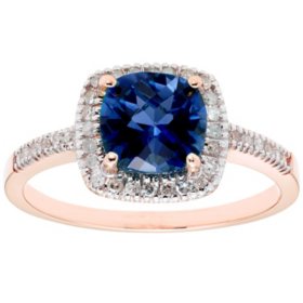 Lab Blue Sapphire and 0.18 CT. T.W. Diamond Ring in 14K Gold