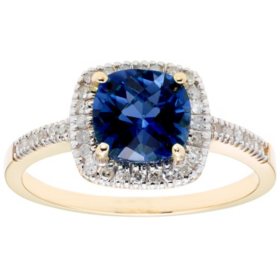 Lab Blue Sapphire and 0.18 CT. T.W. Diamond Ring in 14K Gold