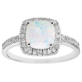 Lab Opal and 0.18 CT. T.W. Diamond Ring in 14K Gold