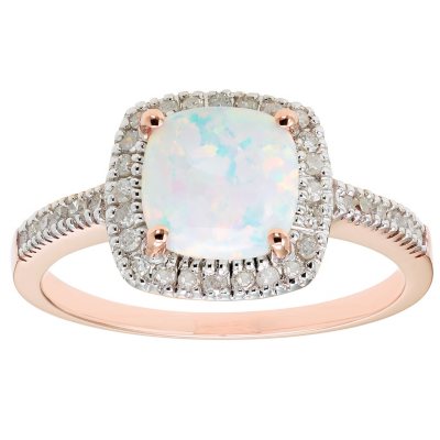 Lab Opal and 0.18 CT. T.W. Diamond Ring in 14K Gold - Sam's Club