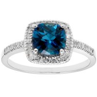 London Blue Topaz and 0.18 CT. T.W. Diamond Ring in 14K Gold