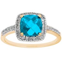 Blue Topaz and 0.18 CT. T.W. Diamond Ring in 14K Gold