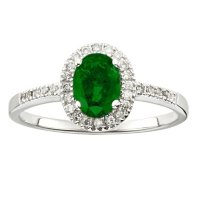 Genuine Emerald and 0.15 CT. T.W. Diamond Ring in 14K Gold
