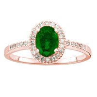 Genuine Emerald and 0.15 CT. T.W. Diamond Ring in 14K Gold