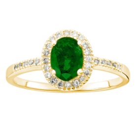 Genuine Emerald and 0.15 CT. T.W. Diamond Ring in 14K Gold