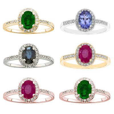 Genuine Ruby and .15 CT. T. W. Diamond Ring in 14k Rose7:- Genuine Ruby, Rose Gold, 7