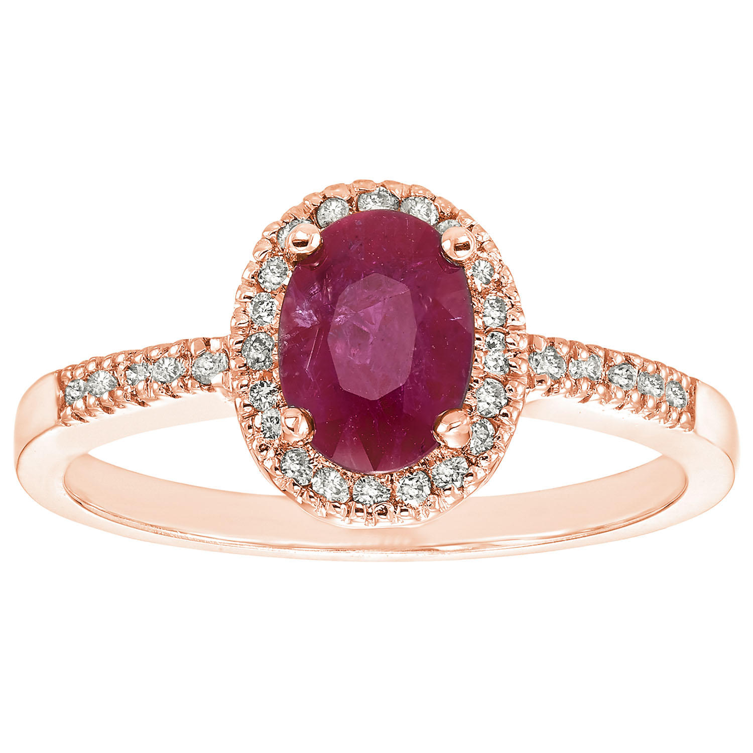Genuine Ruby and.15 CT. T.W. Diamond Ring in 14k Rose5
