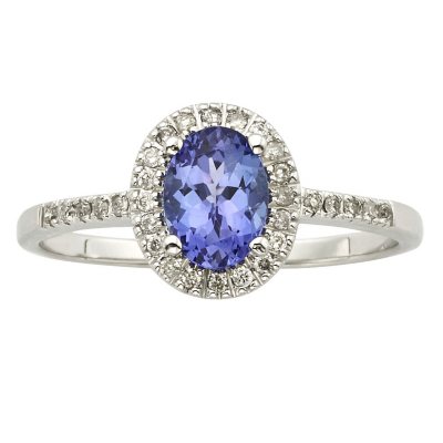 Genuine Tanzanite and.15 CT. T.W. Diamond Ring in 14K White8