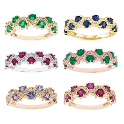 1.3CT Genuine Ruby and .15 CT. T. W. Diamond Band in 14k White7:- Genuine Ruby, White Gold, 7