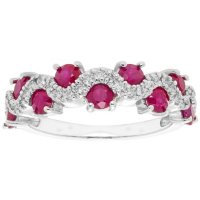 1.3 CT Genuine Ruby and 0.15 CT. T.W. Diamond Band in 14K Gold
