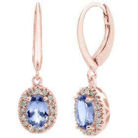 Genuine Tanzanite and 0.16 CT. T.W. Diamond Earrings in 14K Gold