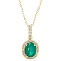 Genuine Emerald and 0.11 CT. T.W. Diamond Pendant in 14K Gold