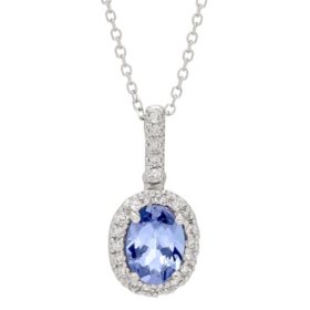 Genuine Tanzanite and 0.11 CT. T.W. Diamond Pendant in 14K Gold