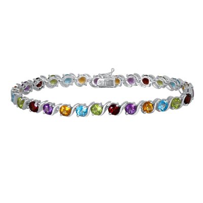 Multi-Gemstone Bracelet Sterling Silver 7