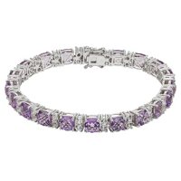 19 CT. T.W. Amethyst and Lab White Sapphire Bracelet in Sterling Silver