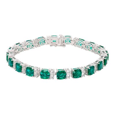 18 CT. T.W. Lab Emerald and Lab White Sapphire Bracelet in Sterling ...