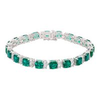 18 CT. T.W. Lab Emerald and Lab White Sapphire Bracelet in Sterling Silver