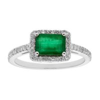Genuine Emerald and 0.23 CT. T.W. Diamond Ring in 14K Gold