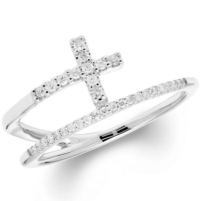 Small Band Sterling Silver Cross Ring