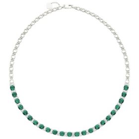 21 CT. T.W. Lab Emerald and Lab White Sapphire Necklace in Sterling Silver