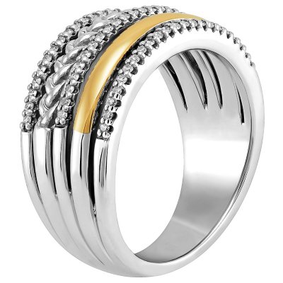0.26 CT. T.W. Multi Row Diamond Ring in Sterling Silver and 14K Yellow Gold
