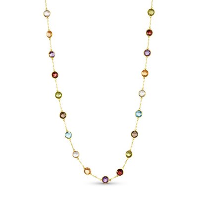 Multi Gemstone Station Necklace in 14 Karat Yellow Gold - Sam's Club