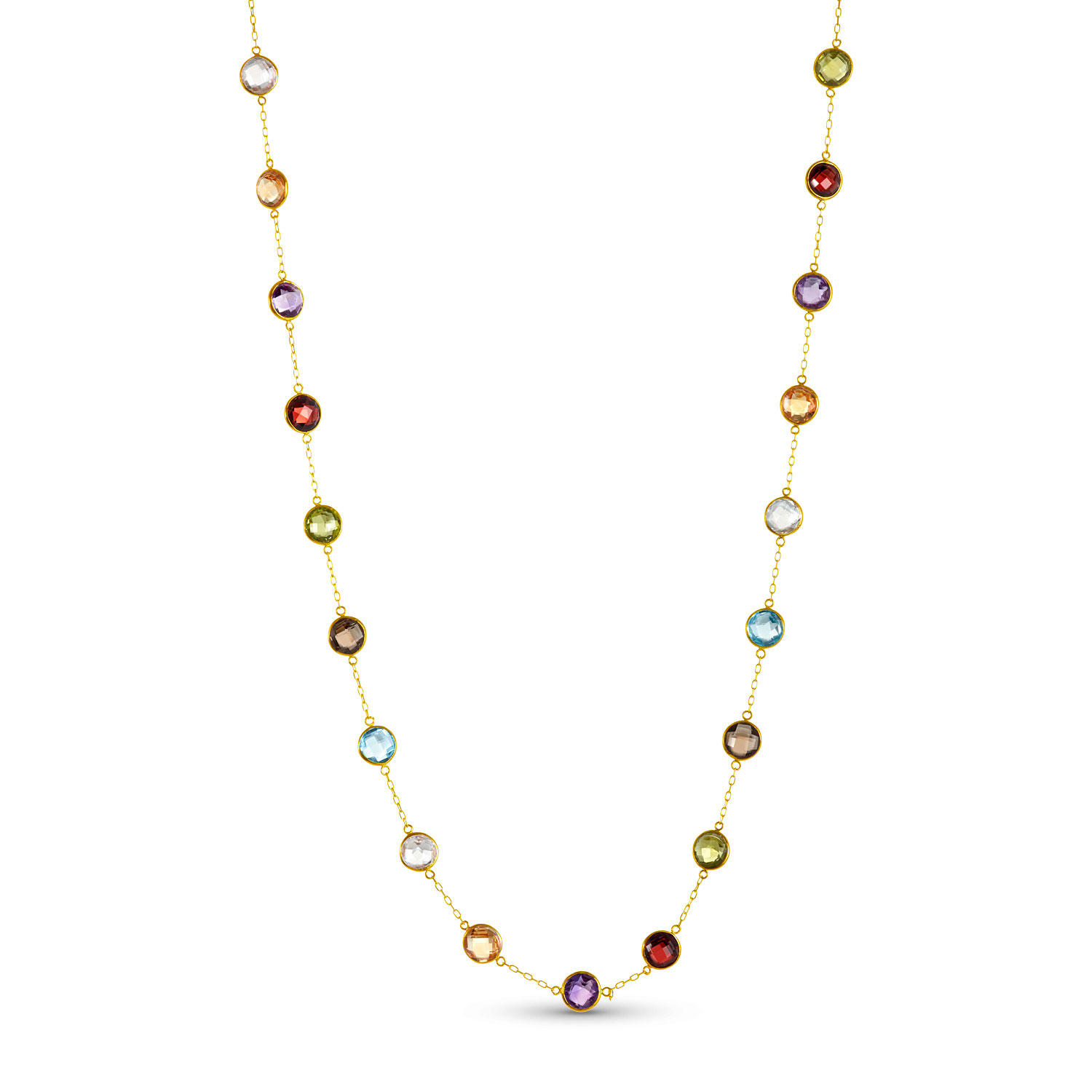 13 CT. T.W. Multi Gemstone Necklace in 14 Karat Yellow Gold