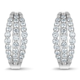 1.0 CT. T.W. Diamond Hoop Earrings in 14K White Gold