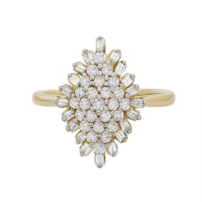 0.50 CT. T.W. Diamond Cluster Ring in 14K Yellow Gold - Sam's Club