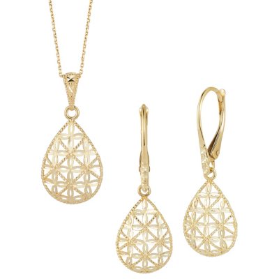 14k gold necklace and earring deals set