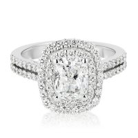 Superior Quality Collection 2.60 CT. T.W. Cushion Shaped Diamond Engagement Ring in 18K White Gold (I, VS2)