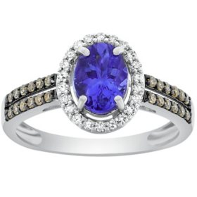 14K White Gold Tanzanite and Diamond Ring