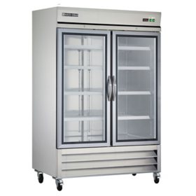 kalifon 54 Commercial Freezer with 2 Solid Door, 49 Cu.Ft Stainless Steel Reach-In Freezer for Restaurant, Bar, Home, Shop and Business